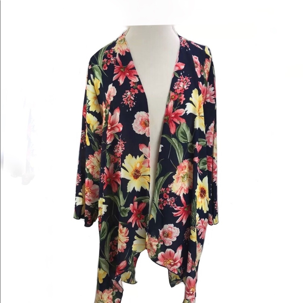 Slinky Brand Open Front Chiffon Kimono Cardigan